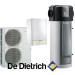 Installation de Pompe à chaleur chauffage seul split DE DIETRICH HPI Evolution 8 MR-2 / E avec appoint électrique + Ballon Thermodynamique Kaliko TWH E 300