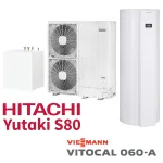 Installation de Pompe à chaleur HITACHI Yutaki S80 XRWH-6.0VNFE 16 kW + Ballon thermodynamique Vitoca 060- 254 litres