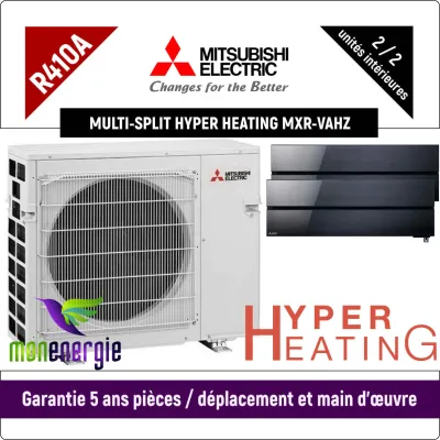 Installation Climatiseur Bi Split réversible mural Design De Luxe Hyper Heating MXZ-2E53VAHZ + LN35 + LN25
