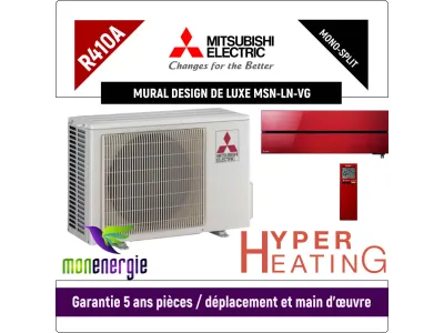Installation Climatiseur Mono Split réversible mural Design De Luxe Hyper Heating MSZ-LN25VG MUZ-LN25VGHZ