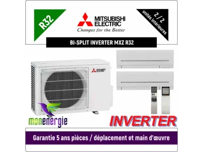 Installation Climatiseur Bi Split réversible mural Standard R32 MXZ-2F42VF + 2 x MSZ-AP-25VG