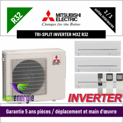 Installation Climatiseur Tri Split réversible mural Standard R32 MXZ-3F54VF + 3 x MSZ-AP-25VG