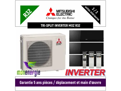 Installation Climatiseur Tri Split réversible mural Standard R32 MXZ-3F68VF + 3 x MSZ-EF-25VG