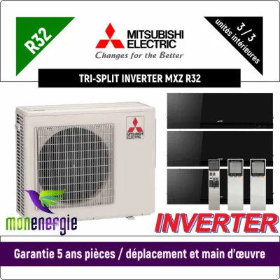Installation Climatiseur Tri Split réversible mural Standard R32 MXZ-3F68VF + 3 x MSZ-EF-25VG