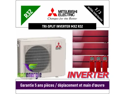 Installation Climatiseur Tri Split réversible mural Standard R32 MXZ-3F68VF + 3 x MSZ-LN-25VG