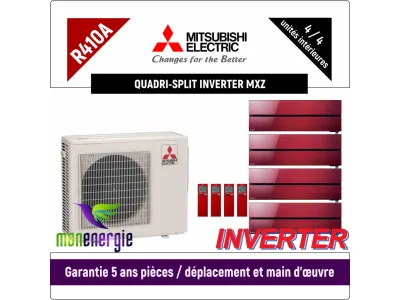 Installation Climatiseur Quadri Split réversible mural Standard R410A MXZ-4E72VA + 4 x MSZ-LN-25VG