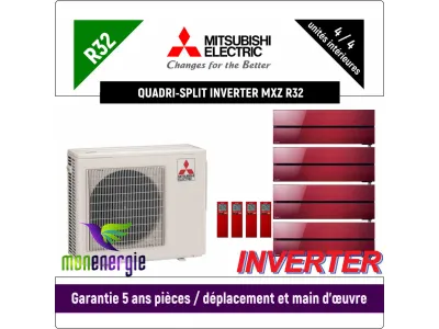 Installation Climatiseur Quadri Split réversible mural Standard R32 MXZ-4F72VF + 4 x MSZ-LN-25VG
