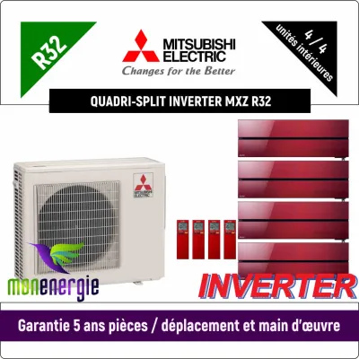 Installation Climatiseur Quadri Split réversible mural Standard R32 MXZ-4F72VF + 4 x MSZ-LN-25VG
