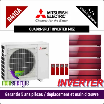 Installation Climatiseur Quadri Split réversible mural Standard R410A MXZ-4E83VA + 4 x MSZ-LN-25VG