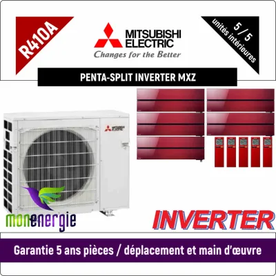 Installation Climatiseur Penta Split réversible mural Standard R410A MXZ-6D122VF + 5x MSZ-LN-25VG