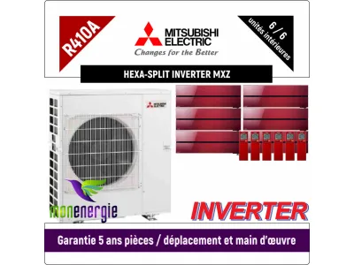 Installation Climatiseur Hexa Split réversible mural Standard R410A MXZ-6D122VF + 6 x MSZ-LN-25VG