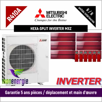 Installation Climatiseur Hexa Split réversible mural Standard R410A MXZ-6D122VF + 6 x MSZ-LN-25VG