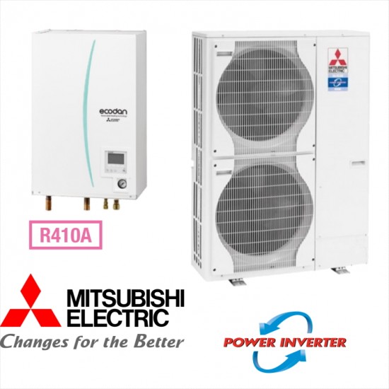 Installation de Pompe à chaleur  (PAC ) Air/Eau Mitsubishi Power Inverter R410A 16kW Triphasé