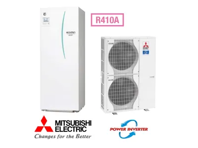 Installation de Pompe à chaleur  (PAC ) Air/Eau Mitsubishi Power Inverter Duo 16 200L R410A 16kW 