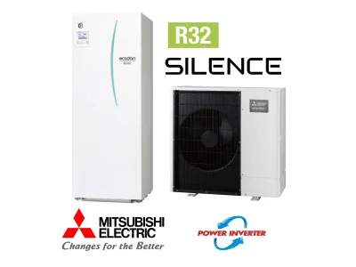 Installation de Pompe à chaleur  (PAC ) Air/Eau Mitsubishi Power Inverter SILENCE Duo 12 300L R32  12kW