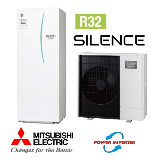 Installation de Pompe à chaleur  (PAC ) Air/Eau Mitsubishi Power Inverter SILENCE Duo 10 300L  R32  10kW