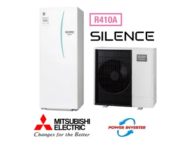 Installation de Pompe à chaleur  (PAC ) Air/Eau Mitsubishi Power Inverter Silence Duo 11 300L R410A