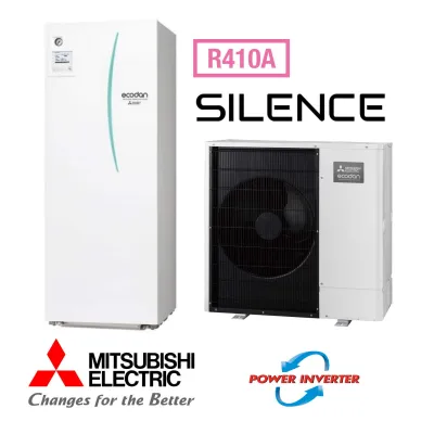 Installation de Pompe à chaleur  (PAC ) Air/Eau Mitsubishi Power Inverter Silence Duo 11 200L R410A