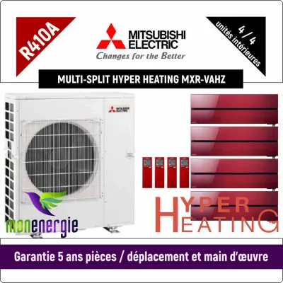 Installation Climatiseur Quadri Split réversible mural Design De Luxe Hyper Heating MXZ-4E83VAHZ + 4x LN25