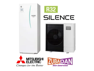 Pompe à chaleur chauffage seul split MITSUBISHI Zubadan Silence Duo 12 200L R32