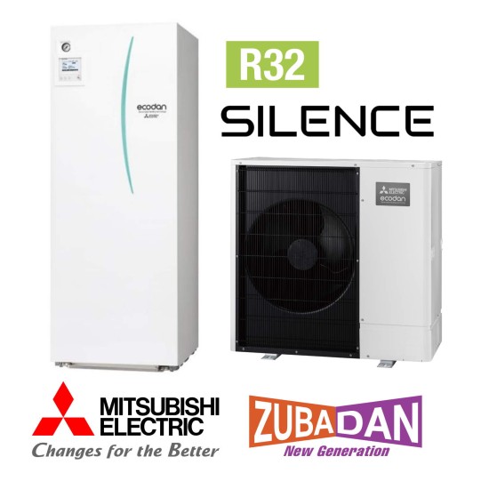 Pompe à chaleur chauffage seul split MITSUBISHI Zubadan Silence Duo 8 300L R32