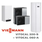 Installation de Pompe à chaleur VIESSMANN VITOCAL 200-S   AWB-M-E - 201.D13 - 12kW  + Ballon thermodynamique Vitocal 060-A 254 litres